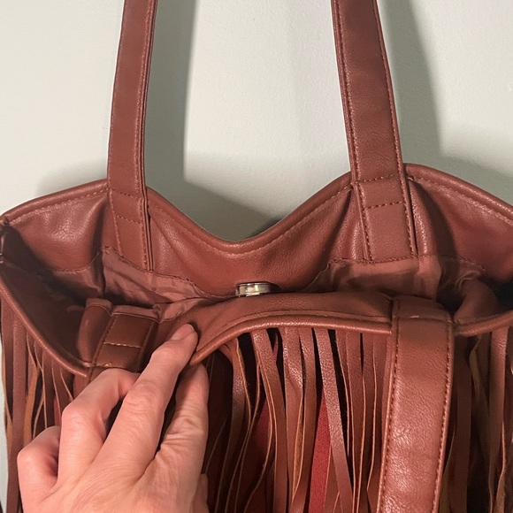 Faux Leather Fringe Tote Bag Shoulder Bag Western Style Purse HALLOWEEN COSTUME - Picture 4 of 10